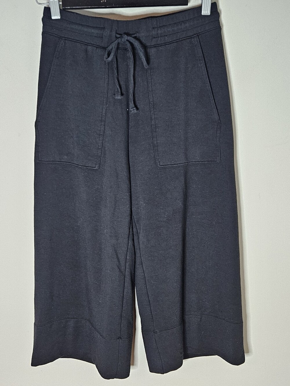 Quince SuperSoft Fleece Cropped Wide Leg Pants Black Women's S